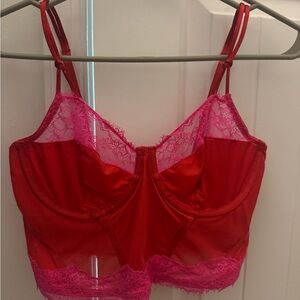 Auden Red and Pink Lace Bralette